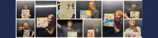 ESN Tallinn members with their paintings at the end of the activity