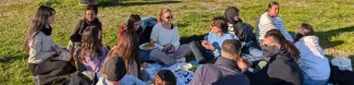 Students having a picnic