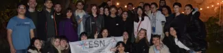 Group photo with ESN Napoli Flag