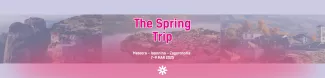 THE SPRING TRIP, fading and blury background of pictures from monasteries from Meteora, tha lake of Ioannina and Zagorohoria